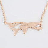 Gold Plated World Map Pendant Necklace