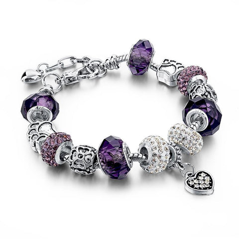 Women's Crystal Charm Bracelet - 925 Silver