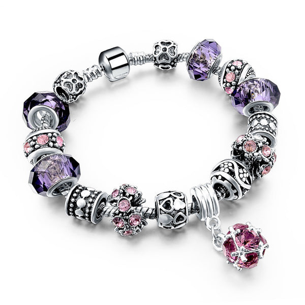 Women's Crystal Charm Bracelet - 925 Silver