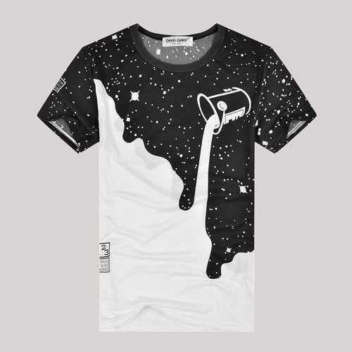 New 2015 Mens Summer Tees Plus Size Shirt Short Sleeve t shirt Milk Printed Cotton T-shirt Men 3D Designer Clothing M-XXXL
