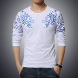 2016 Autumn new high-end men's brand t-shirt fashion Slim Dragon printing atmosphere t shirt Plus size long-sleeved t shirt men