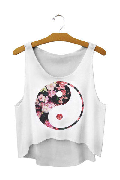 SexeMara Fashion Crop Tops "Floral Yin & Yang"