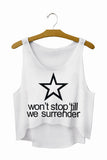 SexeMara Fashion Crop Tops "We Won't Stop"