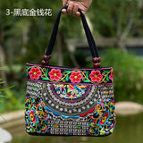 2016 National Trend Women Bags Handmade Double Faced Flower Embroidered Canvas Embroidery Ethnic Shoulder Bags Handbag