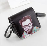 Bolsa Bolsos Carteras Mujer Marca Women PU Leather Cat Wearing Big Glasses Print Shoulder Handbags 2016 Bag L4-1186