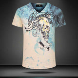[5 patterns] Fashion 3D printed mens t-shirt specific style printed short sleeve summer t shirt mens  V-neck shirt