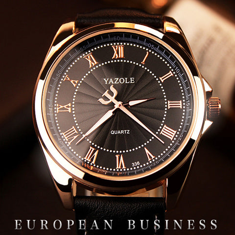 Stunning Men's YAZOLE Sports Watch - Quartz/Leather/Stainless Steel