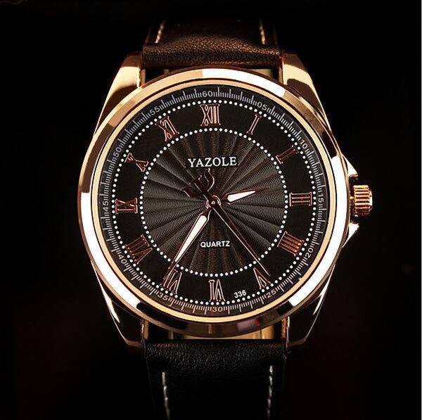 Stunning Men's YAZOLE Sports Watch - Quartz/Leather/Stainless Steel