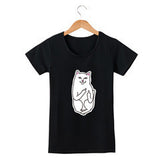 EAST KNITTING H149 Cat Pocket Women T-shirt Summer Style Tee Harajuku Women Tops Plus size 4XL