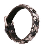 Men's Genuine Leather Cuff with Metal Cross Rivets