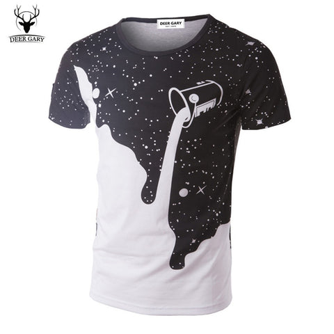 New 2015 Mens Summer Tees Plus Size Shirt Short Sleeve t shirt Milk Printed Cotton T-shirt Men 3D Designer Clothing M-XXXL