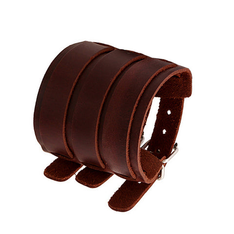 Men'd Genuine Leather  3 Layer Belt-style Cuff