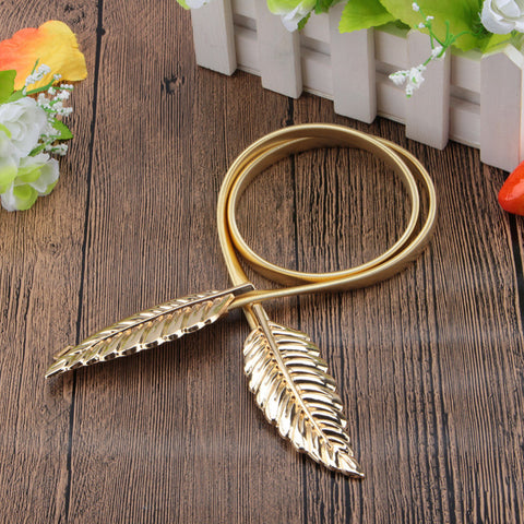 Women Vintage Belt Leaf new Fashion Stylish Metal Golden/Silver Leaves Design Chain Belt Women's Waist Elasticity Waist Belt hot