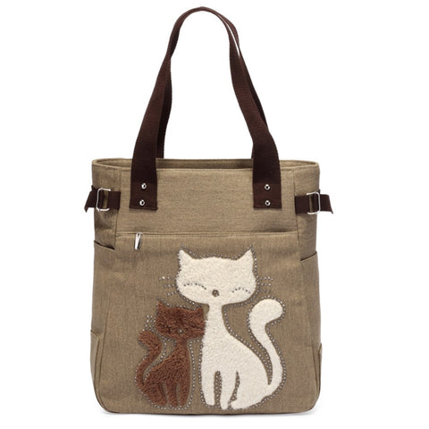 2016 Hot Sale Fashion Women Canvas Handbag Cartoon Cat Print Brand Designer Handbags Shoulder Toto Bags Casual Bolso Feminina