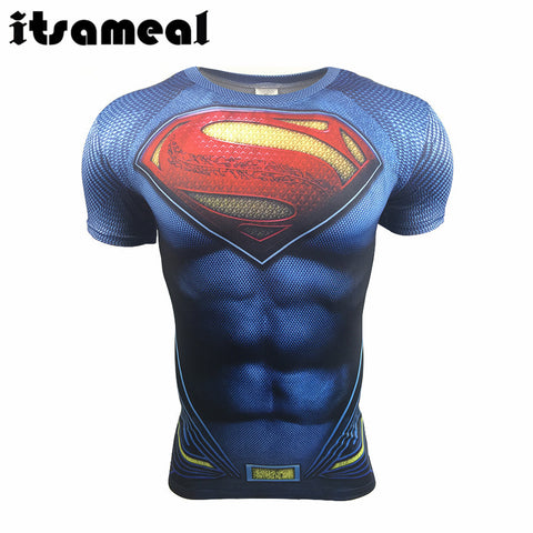 Batman VS Superman T Shirt Tee 3D Printed T-shirts Men Short Raglan sleeve Fitness Cosplay Costume Slim Fit Compression Top Male