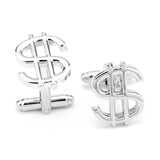 Dollar Sign Silver Plated Cufflinks