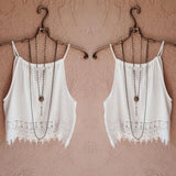 White Sleeveless Lace Crop Camisole
