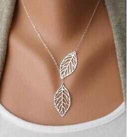 Women's Gold or Sliver Leaf Pendant Multi-Layer Necklace